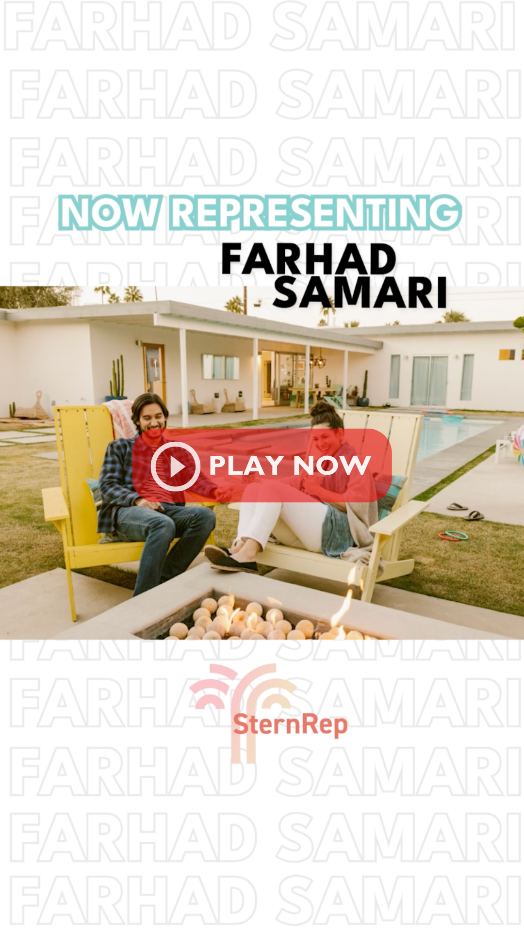 A screenshot of the cover art for a SternRep instagram reel featuring the work of lifestyle photographer Farhad Samari